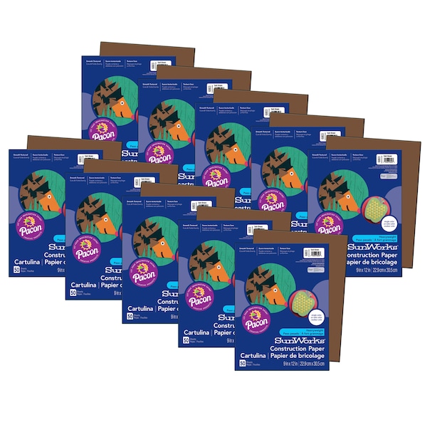 SunWorks Construction Paper, Dark Brown, 9x12, PK500
